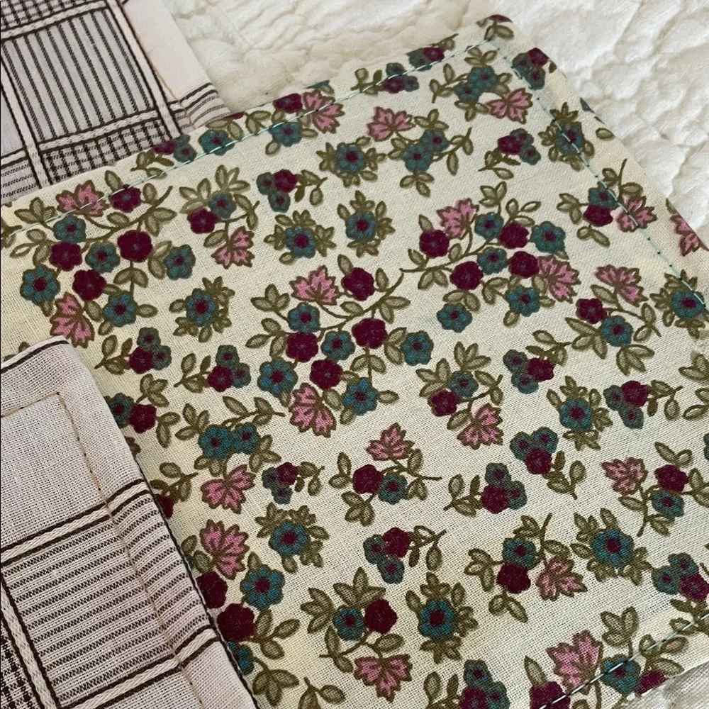 Set of Patterned and Red  vintage pot holders